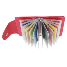 GERIINEER Kreditkartenetui für Damen und Herren Kartenetui - 28 Karten 2 Fenster (Rose Rot)