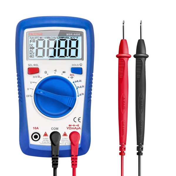 Etekcity Digital Multimeter, Auto-Ranging Voltage Tester Volt Ohm Amp Meter with Continuity, Diode, Capacitance and Resistance Test, Blue, MSR-A600