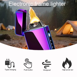 Electric Lighter Plasma Rechargeable with LED Battery Indicator Strong Flame, USB Convenient Charging, Windproof Lighter Outdoor（Color