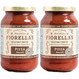 Fiorella's Pizza Sauce - Premium Pizza Sauce Made with Fresh Ingredients - Seed Oil Free, No Sugar Added, Vegan, Gluten Free, No Preservatives Added, 16 Oz (Pack of 2)