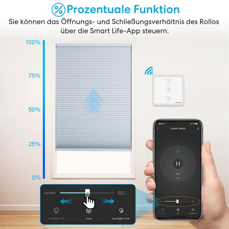 LoraTap 【5th Gen】Roller Shutter Switch Smart Switch Blind WiFi Curtain