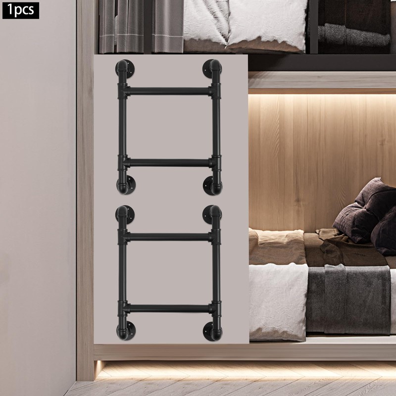 2-Step Wall/Floor Mounted Ladder – Heavy Duty Metal Bed Ladder