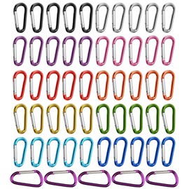 HUAZIZ Pack of 55 Carabiner Small Mini Carabiner Hooks Aluminium Spring Link Key Chain Durable Improved for Camping, Fishing, Hiking or Travel