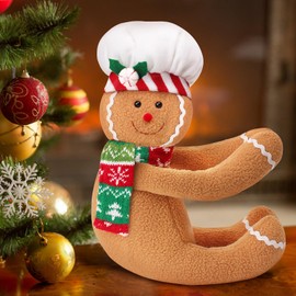 RINOLY Gingerbread Tree Topper,Gingerbread Christmas Decoration,Plush Stuffed Gingerbreads Man Ornaments for Tree Wine Bottle Curtain Holiday Decor