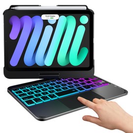 typecase Keyboard Case for iPad mini 7 (2024) & Mini 6 (2021) - Wireless Case with Keyboard for iPad mini 7th 6th Generation 8.3" - 10 Colors Backlit Keyboard Cover with Trackpad - Black
