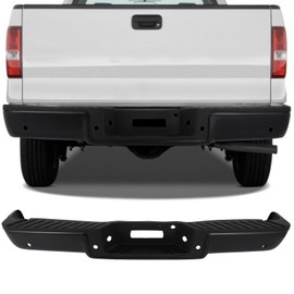 FINDAUTO Black Rear Step Bumper Assembly Compatible for 2006-2008 for Ford F-150,2006-2008 for Lincoln Mark LT with Parking Sensor Holes