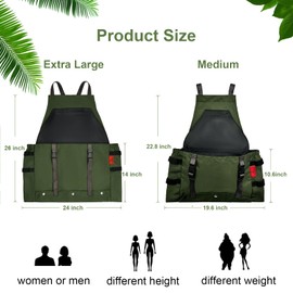 Cover Geny Gardening Apron Waterproof Cross Back Apron, 600D Heavy Duty Apron Harvest with Pockets, Adjustable Straps and Quick Release (green)