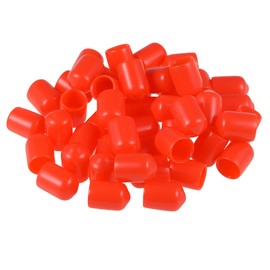 uxcell 50pcs Rubber End Caps 9.5mm(3/8-inch) ID Vinyl Round Tube Bolt Cap Cover Screw Thread Protectors Red