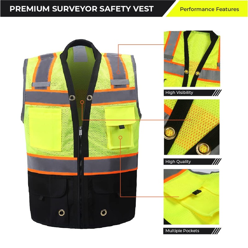 SHINE BRIGHT SV544PK | Premium Surveyor's High Visibility Safety Vest