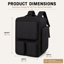 Abbylike 19.7 x 15.7 x 15.7 Inch Large Board Game Bag, Extra Large Board Game Backpack with Reinforced Structure, Padded Shoulder Straps & Multi Pockets for Dice, Cards & Tabletop Storage Travel