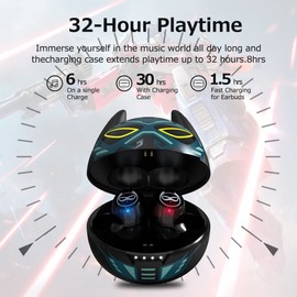 AMAFACE - Auriculares inalámbricos Bluetooth 5.0, auriculares estéreo intraurales, a prueba de sudor, micrófono dual y reducción de ruido, auriculares con control táctil con funda de carga para hombre