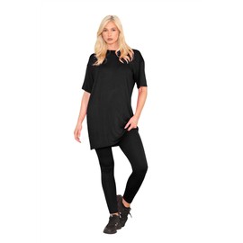 janisramone® Co Ord Sets for Women, Oversized Baggy Longline T Shirt Top with Leggings - Ideal Summer Tracksuit, Gym Set, Lounge Wear Sets for Women UK Black