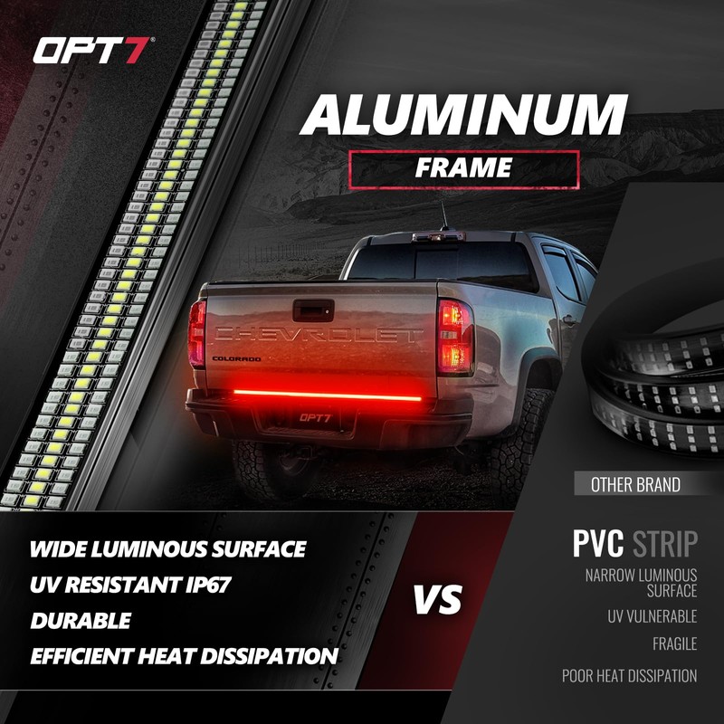 OPT7 Redline 48" Aluminum Truck Tailgate Light Bar w/Sequential Red