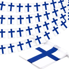 Finland String Flag Pennant Banner, Small Mini Finnish Flags Bunting Banner, National Country Decoration for School, Party, Sports Events, Patriotic Festival, 33 Feet 30 Flags