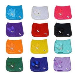 Generic Horse Dressage Saddle Pad Set with Matching Ear Bonnet English Full Horse Size (White)