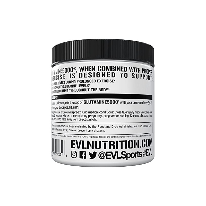Evlution Nutrition Glutamine 5000 5 Grams of Pure Glutamine in