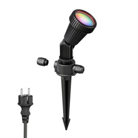 ledscom.de PIRK Outdoor Garden Spotlight with Ground Spike IP44 Black Plug Includes Smart Home RGBW GU10 LED 473lm
