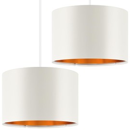 Weewooday 2 Pack Beige Lampshade for Ceiling 12" Modern Golden Inner Drum Lamp Shade with E27 to E14 Lamp Shade Adapter Ring for Pendant Lights Table or Bedside Floor Lights