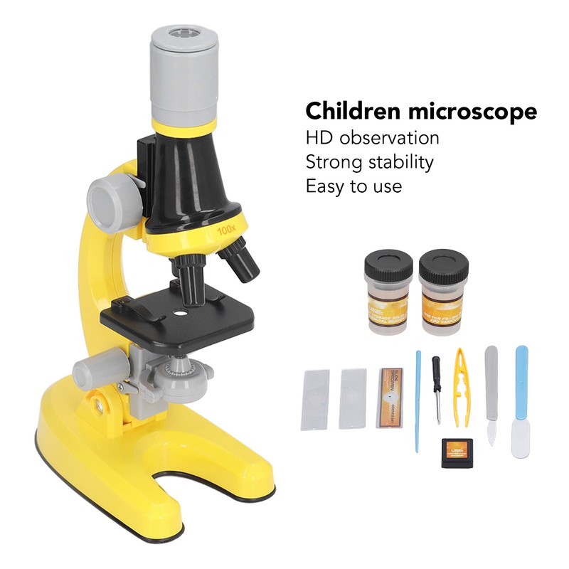 Kids Microscope Kit LED 1200X Microscope with Specimen Slides Science
