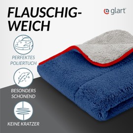 Glart Set of 2 Microfibre cloths, for polishing, windshields, cockpit, polishing & drying on car, motorcycle, microfibre polishing cloth varnish, 40 x 40 cm