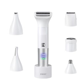 Afeitadora para mujer, recortadora de vello corporal 6 en 1, depilación facial y púbica, IPX7 impermeable, kit de afeitadora eléctrica para aseo en se