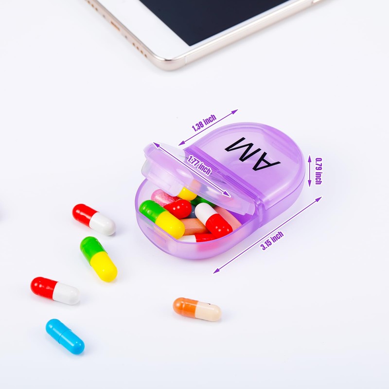 6 Pack Pill Organizer Pocket Small Case Holder Am Pm