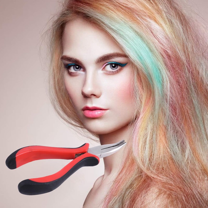 DHWEKU Micro Ring Needle Pliers, Hair Extension Pliers for Micro