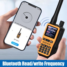 BAOFENG UV 5R Mini Long Range Walkie Talkie Bluetooth Programming AM FM NOAA Flashlight Rechargeable Type-C Charging U/V Handheld Two Way Ham Radio with Earpiece 771Antenna Survival Gear (Orange 1PCS)