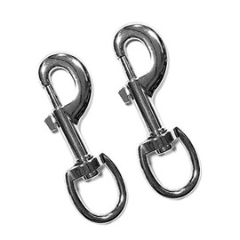 2pc ALAZCO Superior Quality 3.5'' Inch by 1/2-Inch 70 Lbs Round Steel Swivel Eye Bolt Snap Hook Multipurpose Pet Leash Flag Pole Key Chain Clothlines Tarp Cover - Nickel Plated