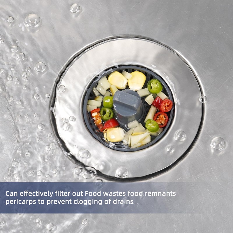 iFealClear Kitchen Sink Stopper with 2 Baskets,3-in-1 Kitchen Sink Strainer,Sink