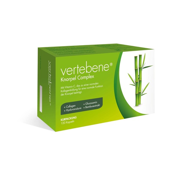 Vertebene® Cartilage Complex - The Original with Type 2 Collagen, Bamboo Extract & Vitamin C - Enriched with Hyaluronic Acid, Glucosamine and L-Lysine for Vital Intervertebral Discs - 120 Capsules