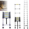 12.5FT Telescoping Ladder Aluminum Telescopic Extension Ladder One Button Retraction