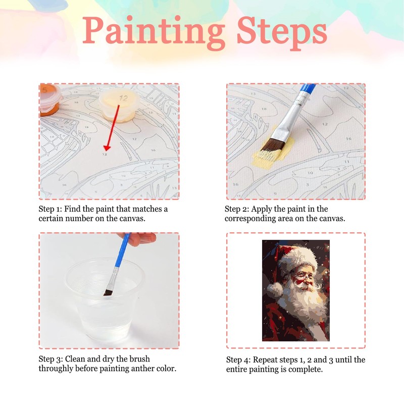 Auremi Santa Claus Paint by Number Kits with Framed, DIY