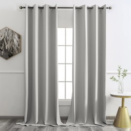 YGO Blackout Curtains for Living Room 95 inch Length Bedroom Window Curtains Triple Weave Room Darkening Curtain Panels Thermal Insulated Grommet Top Drapes Light Grey 1 Pair