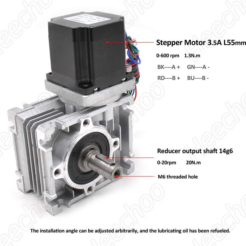 Worm Gear Nema23 Stepper Motor 3.5A L2.1inch Gearbox Ratio 30:1