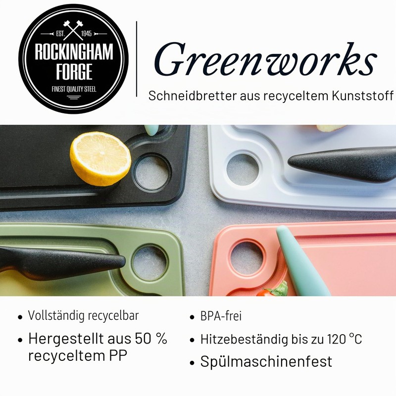 Greenworks Chopping Board Recycled Plastic 30x25cm Green