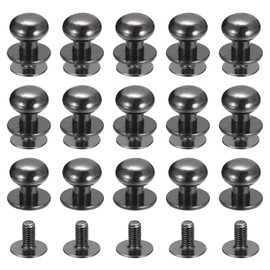 sourcing map 9 mm Ball Head Bolt Rivets Screws Back 15 Pack Round Head Button Nipple Rivets for Crafts Leather Craft Handbag Belt Metallic Black