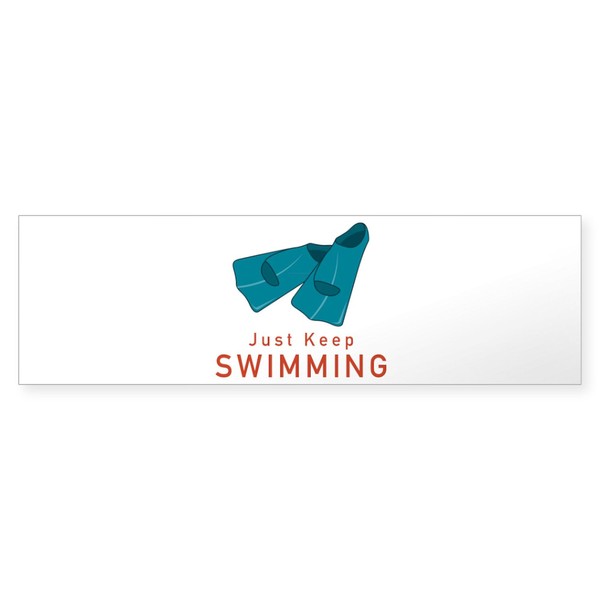 CafePress Just Keep Swimming Bumper Sticker 10"x3" Rectangle Bumper Sticker