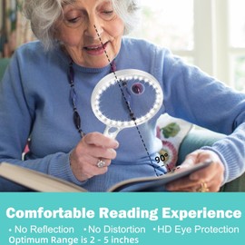 Large Magnifying Glass with Lights,10X 25X 45X Handheld Lighted Magnifier, 5.5in Page Magnifier 36 LED Lights, Magnifying Glass for Reading Small Prints & Low Vision Seniors with Aging Eyes