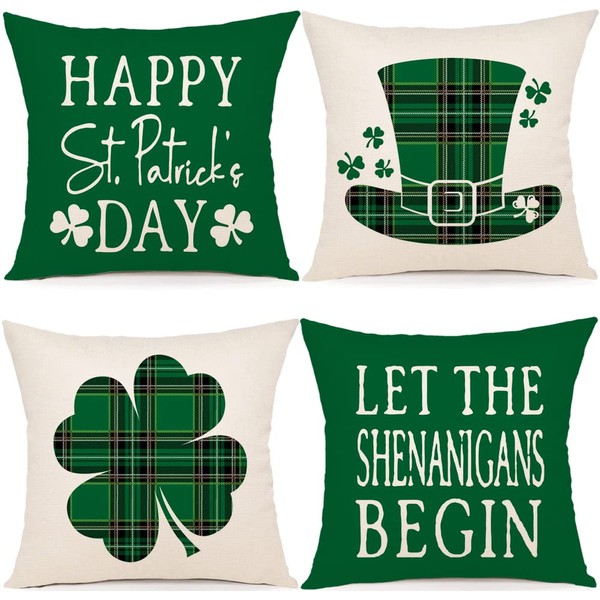 YCOLL St Patricks Day Decorations Throw Pillow Covers 18x18 Set