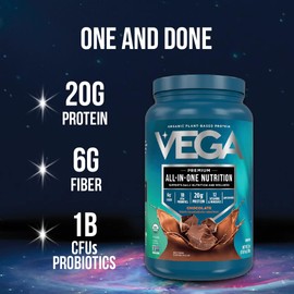 Vega Organic All-in-One Vegan Protein Powder, Chocolate - Superfood Ingredients, Vitamins for Immunity Support, Keto Friendly, Pea Protein for Women & Men, 1.6 lbs (Pack of 1)