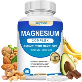 Magnesium Complex Supplement - 1000mg with 7 Magnesium Forms Including Glycinate, Citrate, Malate, Taurate & Orotate - Supports Relaxation, Muscle Function & Bone Strength - 90 Capsules