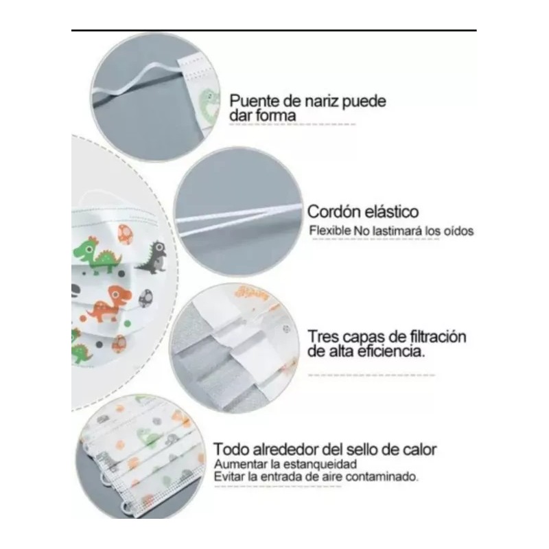Qitao 10 Mascarillas Deshechable Tst Para Niñas Dibujos 3-12 Años