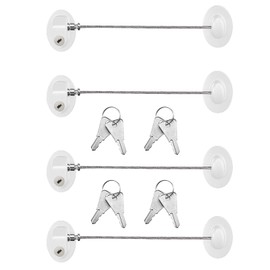 Hotop 4 Pack Cabinet Locks with Keys Fridge Locks for Kids Toddlers Self Adhesive Child and Baby Proofing Mini Safety Locks for Refrigerator Deep Freezer Drawers Doors Latch(White)