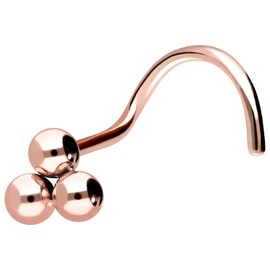 PIERCINGLINE Titanium Spiral Nose Piercing | 3 Balls | Nose Stud | Choice of Colours, Titanium