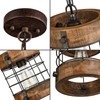wochos Retro Industrial Metal and Wood Chandelier 1-Light Round Cage