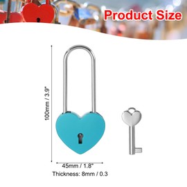 PATIKIL 3.9 Inch Love Locks Heart Padlock with Key Set, Single Heart Couple Wishing Lock Love Padlock for Lover Bridge Anniversary Diary Book Card Box, Blue