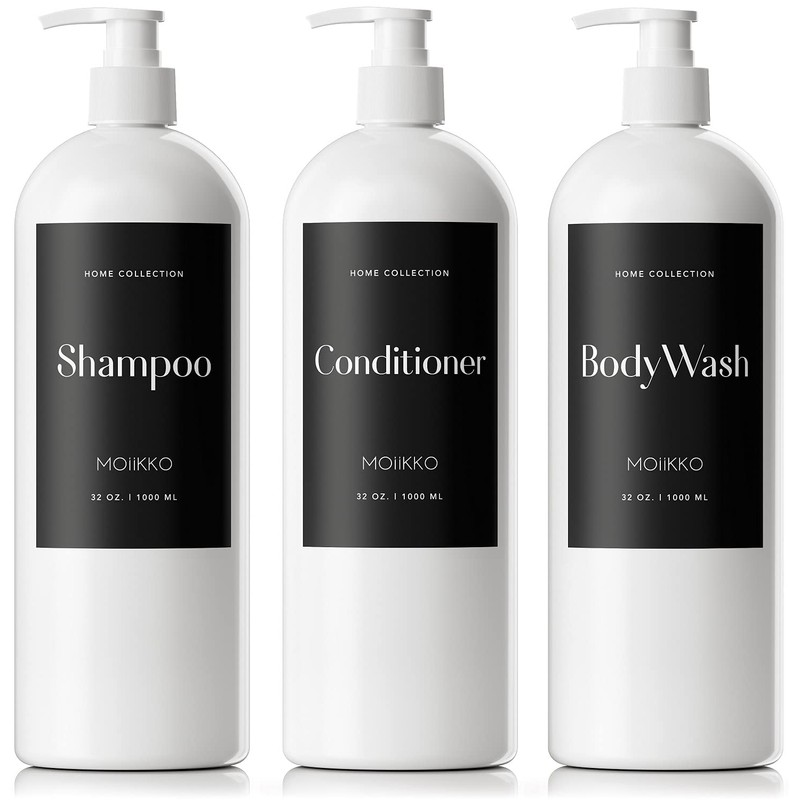MOIIKKO Refillable Shampoo and Conditioner Dispenser Bottles 900ml Set of