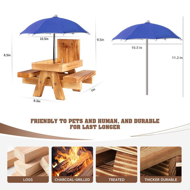 Gnodary Squirrel Feeder with Umbrella, Squirrel Feeders for Outside, Squirrel