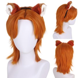 16 inch Short Orange Wig Men and Women Fluffy Layered Anime Cosplay Wigs